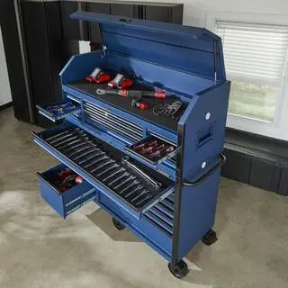23-Drawer Heavy-Duty Rolling Tool Chest & Cabinet Set – 56-Inch Wide Matte Blue Professional Storage System