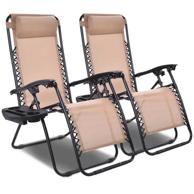 2-Piece Zero Gravity Patio Chairs – Folding Outdoor Recliners with Adjustable Positions