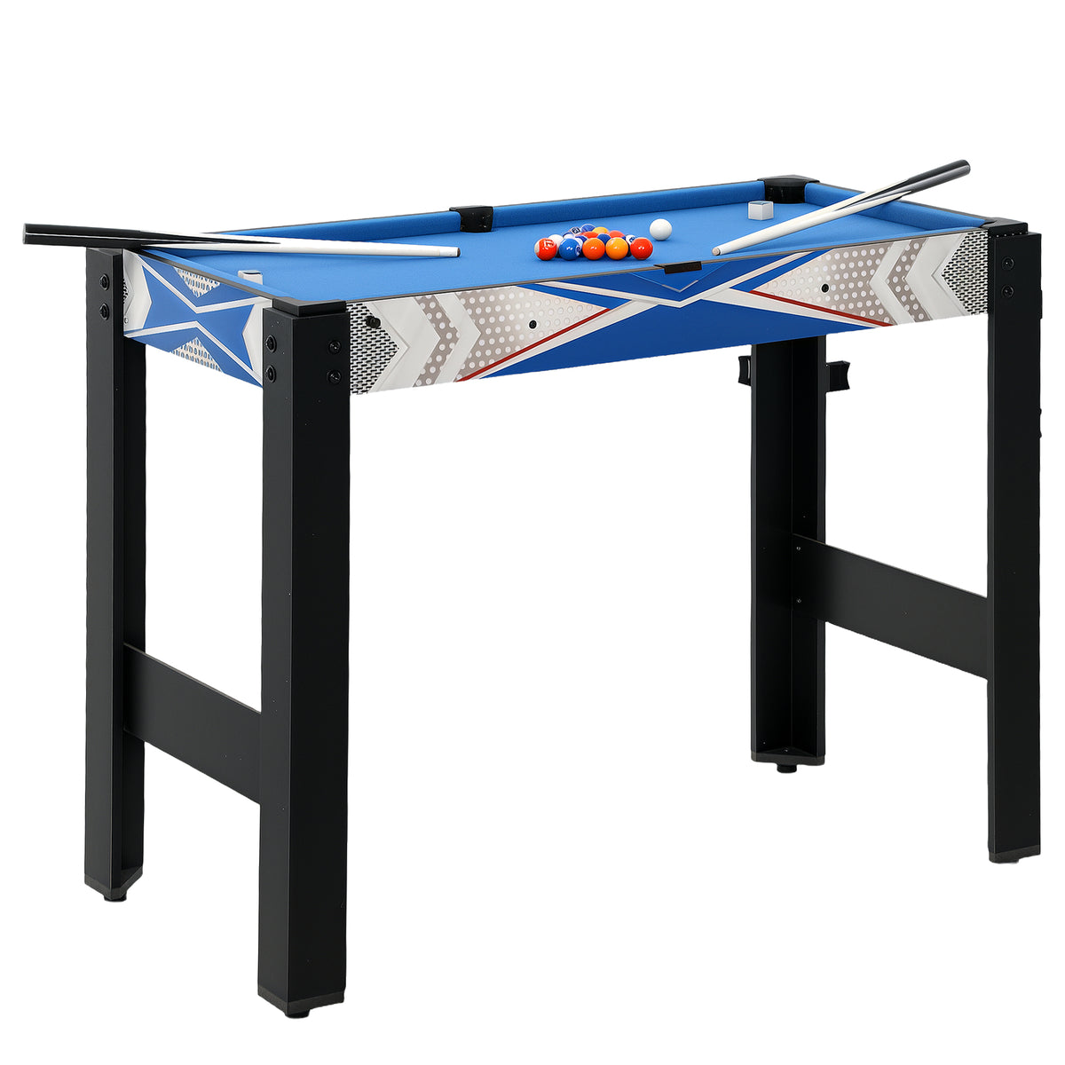 SPORTNOW 5-in-1-Spieletisch, Billard, Tischtennis, Hockey, Basketball, Bogenschießen, Zubehör inklusive, MDF, Kunststoff, Blau