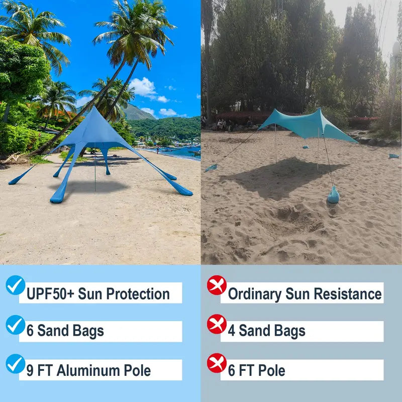 20×20 FT Beach Canopy – UPF50+ Sun Shade Tent with Aluminum Frame & Accessories