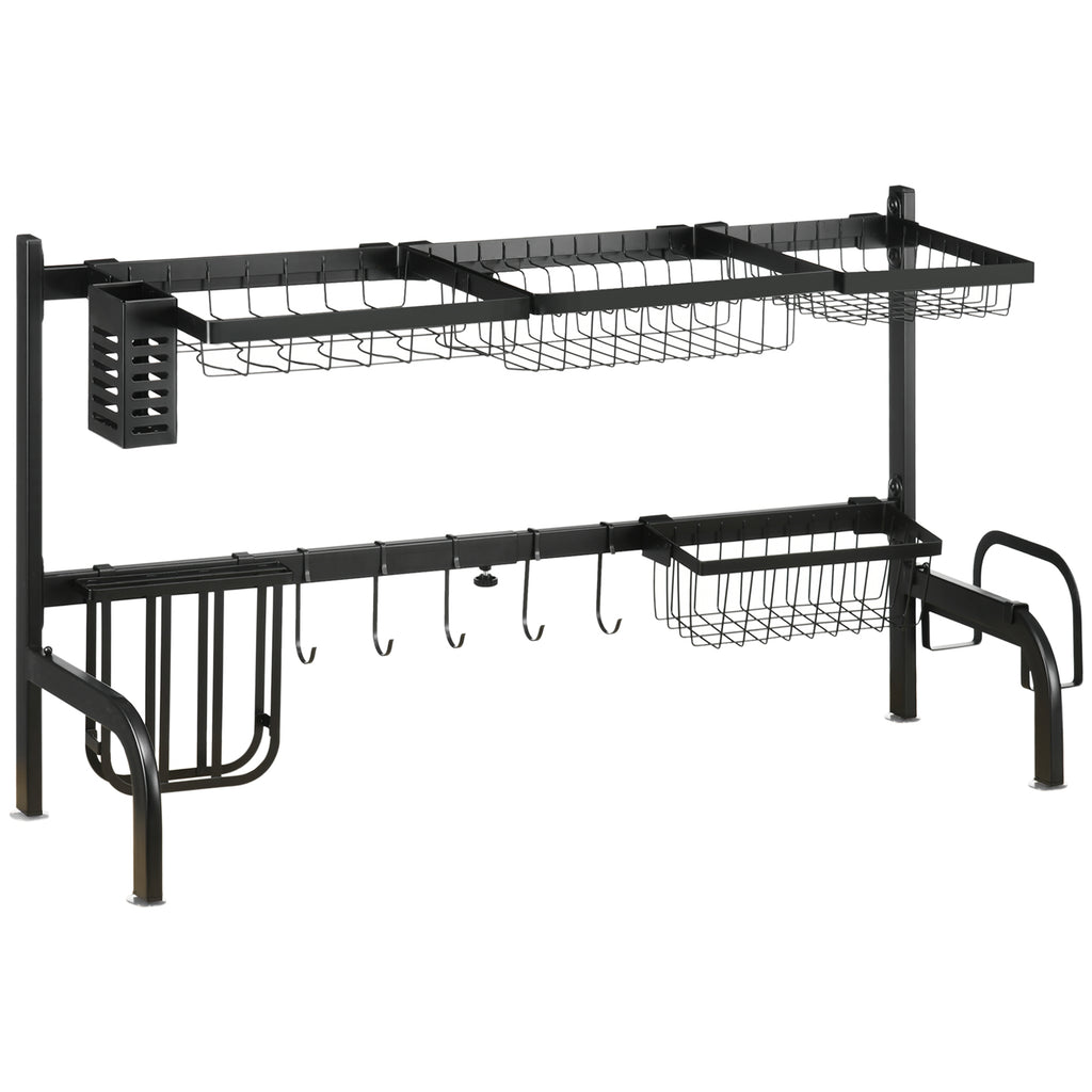 HOMCOM Abtropfgestell, längenverstellbar 51-93 cm, viele Elemente, flexible Anordnung, 93 x 30 x 52cm, schwarz