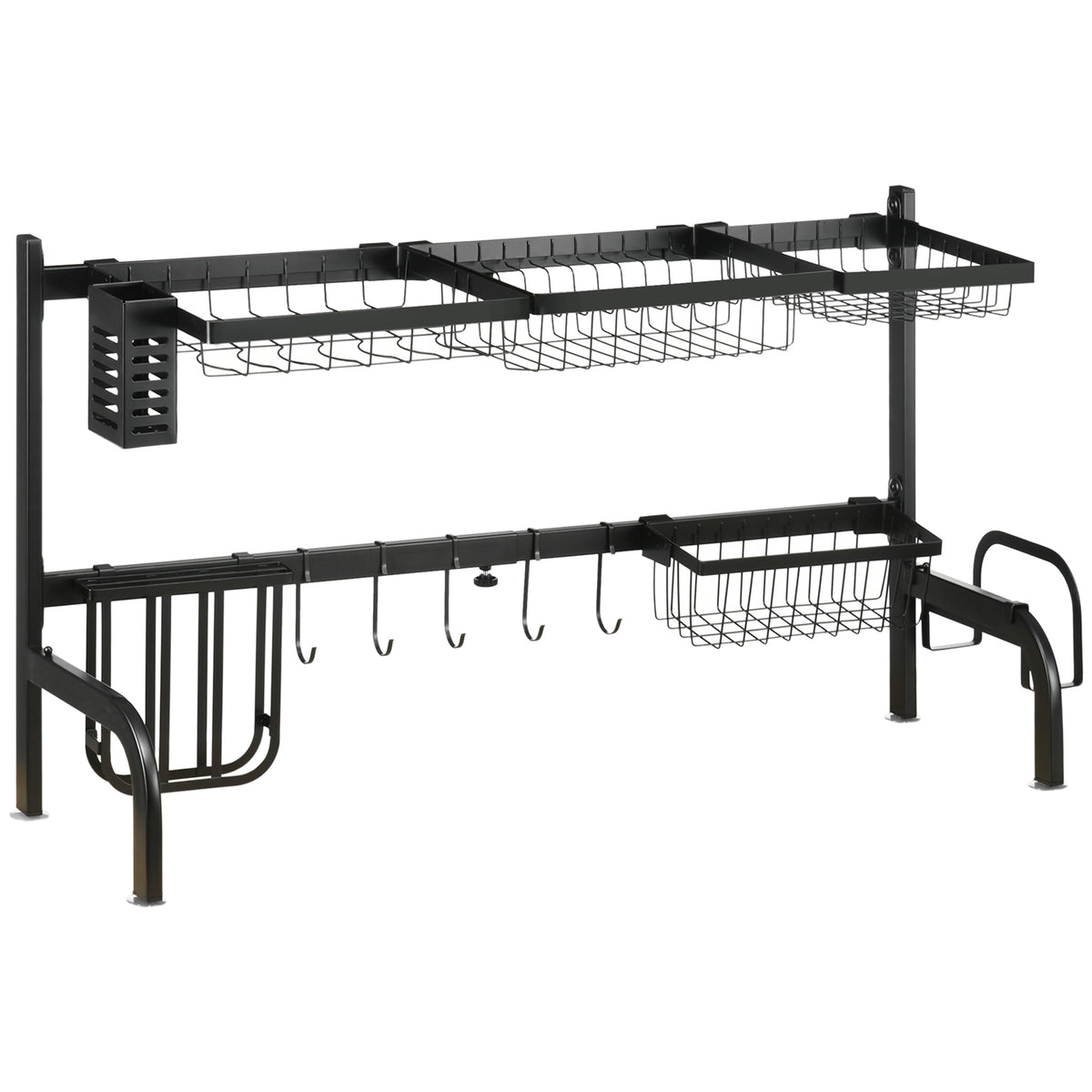 HOMCOM Abtropfgestell, längenverstellbar 51-93 cm, viele Elemente, flexible Anordnung, 93 x 30 x 52cm, schwarz