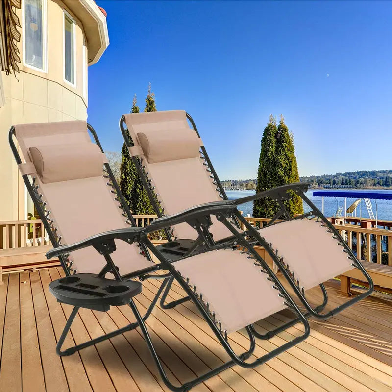 2-Piece Zero Gravity Patio Chairs – Folding Outdoor Recliners with Adjustable Positions