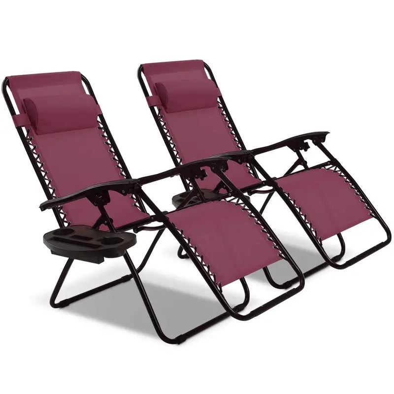2-Piece Zero Gravity Patio Chairs – Folding Outdoor Recliners with Adjustable Positions