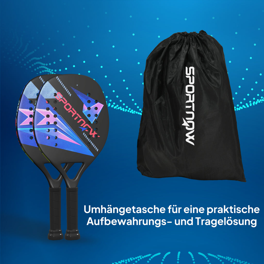 SPORTNOW Beach-Tennisschläger-Set, rutschfester Griff, Kohlefaser, Schwarz