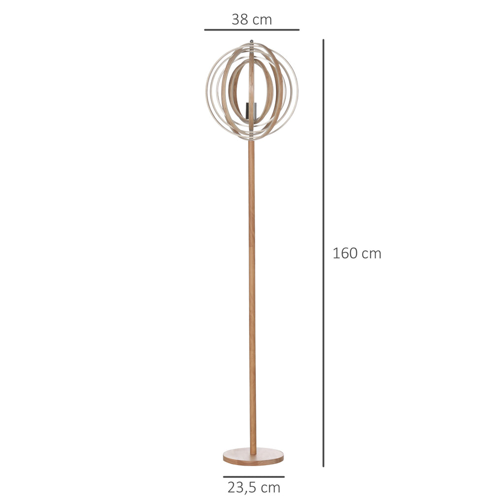 HOMCOM Stehlampe mit Kreisförmigem Lampenschirm 40 W Max. Naturholz Ø 38 x 160 cm