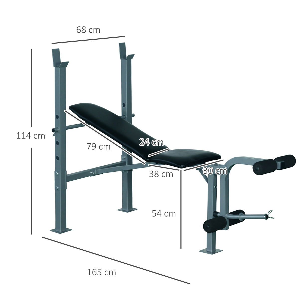 HOMCOM Multifunktion Hantelbank Trainingsbank Kraftstation Schrägbank Fitnessstation Fitnessgerät Stahl 165 x 68 x 114 cm