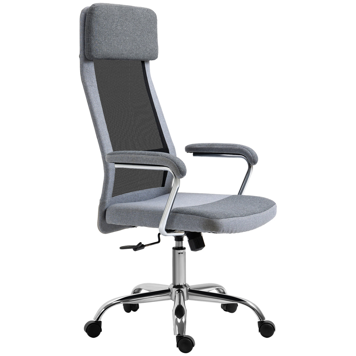Vinsetto Bürostuhl Computerstuhl ergonomischer Schreibtischstuhl Höhenverstellung und Kopfstütze mit Schaumstoff nordischer Stil hellgrau+schwarz 65 x 67 x 119-129 cm