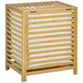 HOMCOM Wäschekorb aus Bambus, herausnehmbarer Wäschesack, wasserbeständig, Natur + Beige