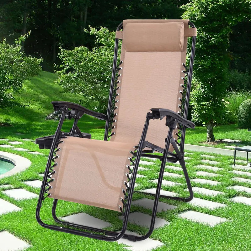 2-Piece Zero Gravity Patio Chairs – Folding Outdoor Recliners with Adjustable Positions