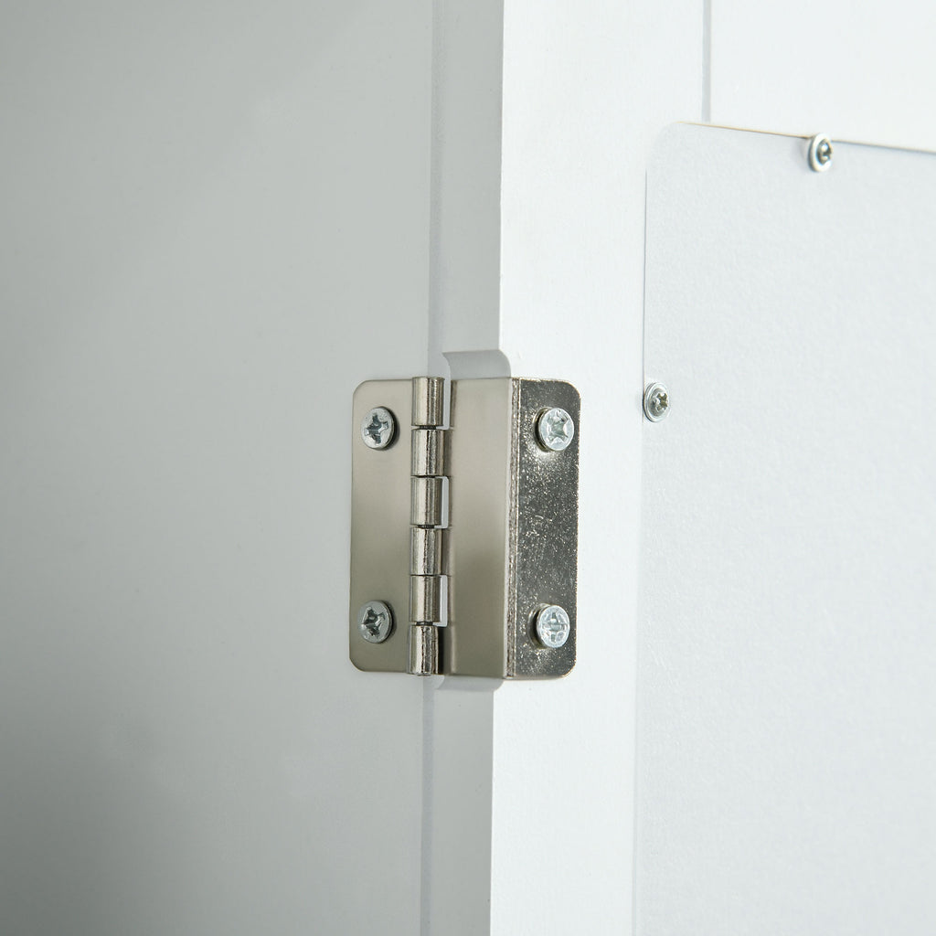 kleankin Wandspiegel-Schrank für das Badezimmer mit Spiegel - Spiegelschrank - WC-Aufbewahrungsschrank - 1 Tür, 2 Regale - Weißes MDF-Glas