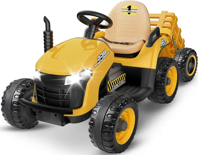 24V Ride-On Tractor for Kids – Tilting Detachable Trailer, Dual 65W Motors, Bluetooth, Remote Control & Music Features