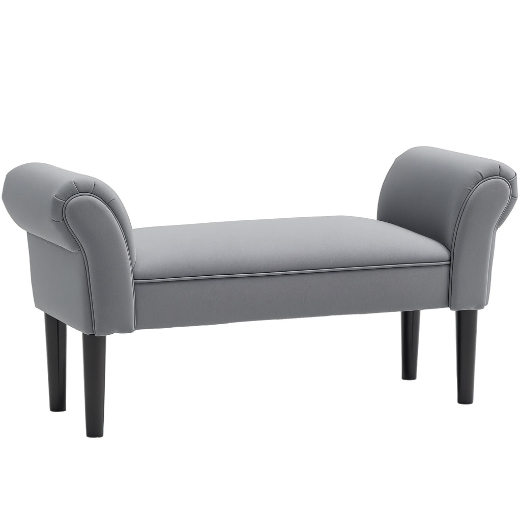 HOMCOM Sitzbank, Bettbank, robuste Bauweise, weiche Polsterung, 102x36x51 cm, Grau