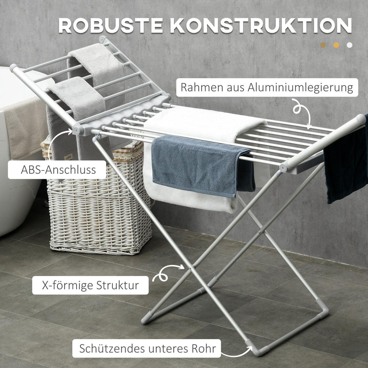 HOMCOM Wäscheständer mit Heizfunktion, 45-55 ℃, zusammenklappbar, 144L x 53B x 96H cm
